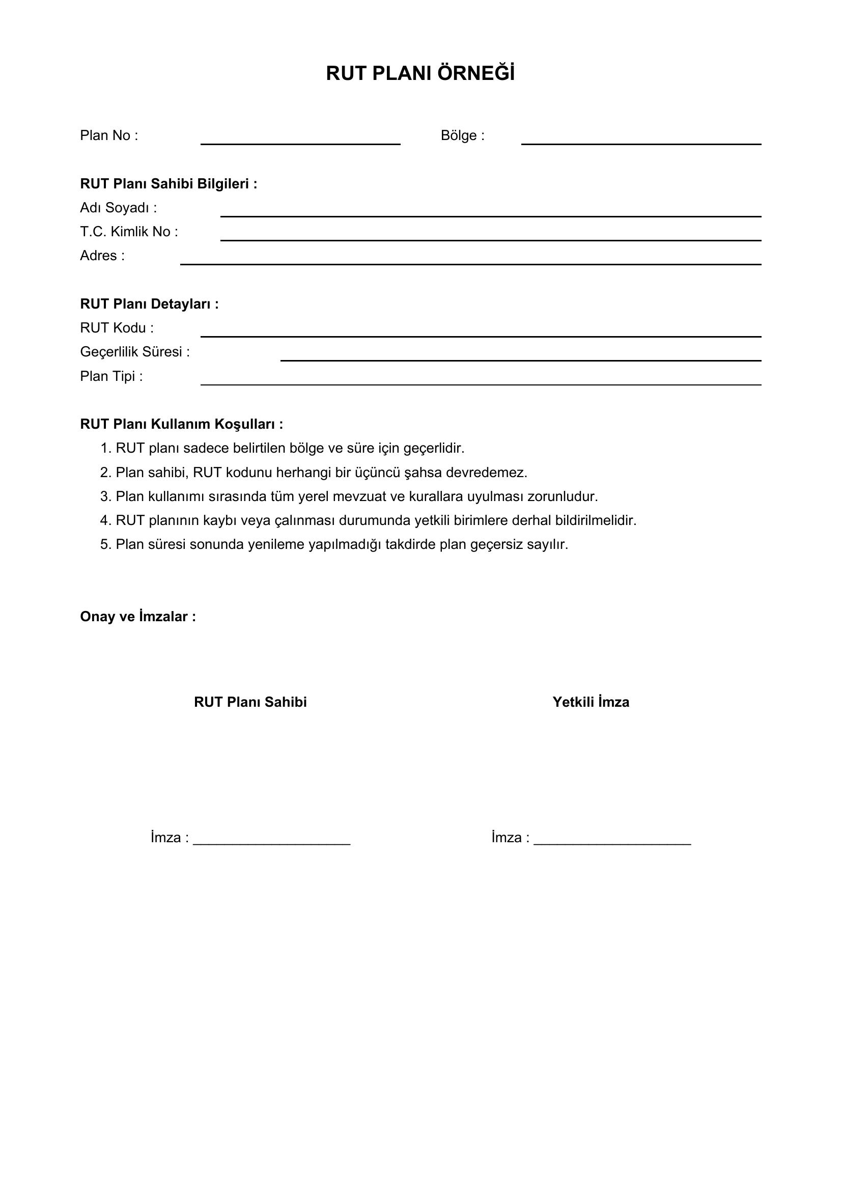 Rut Planı Örneği