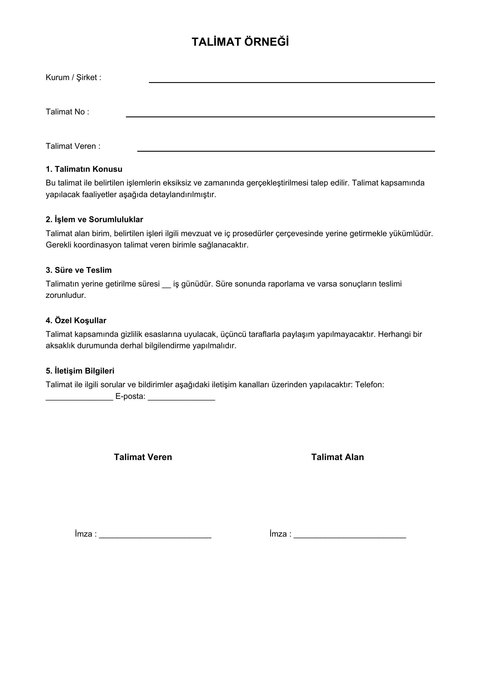 Talimat Örneği